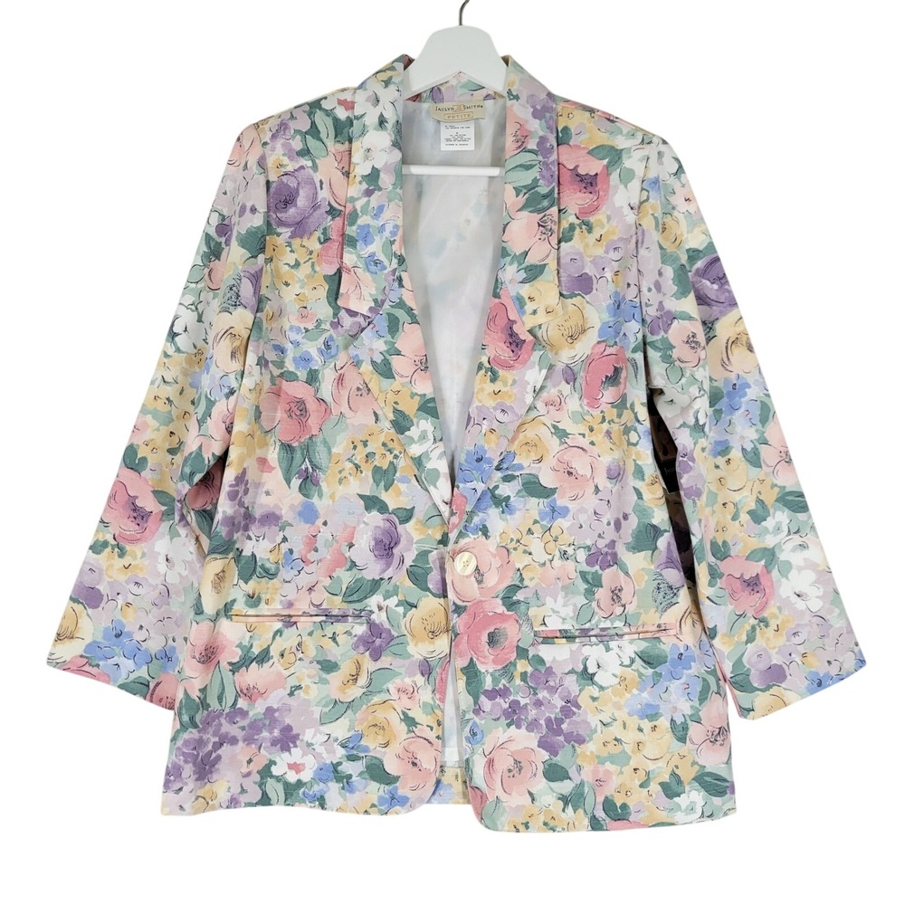 Vintage Jaclyn Smith Floral Blazer Women 6 P Multi Color Vintage Spring Classics